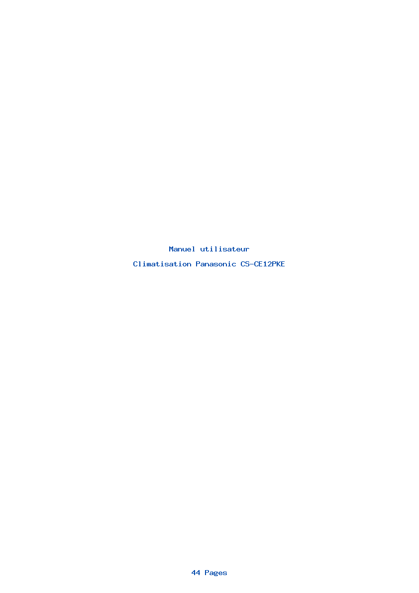Page 1 de la notice Manuel utilisateur Panasonic CS-CE12PKE