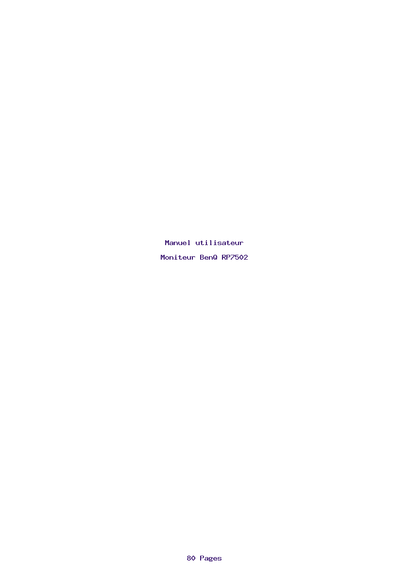 Page 1 de la notice Manuel utilisateur BenQ RP7502