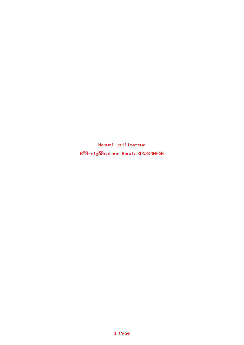 Page 1 de la notice Manuel utilisateur Bosch KDN30NWF0N