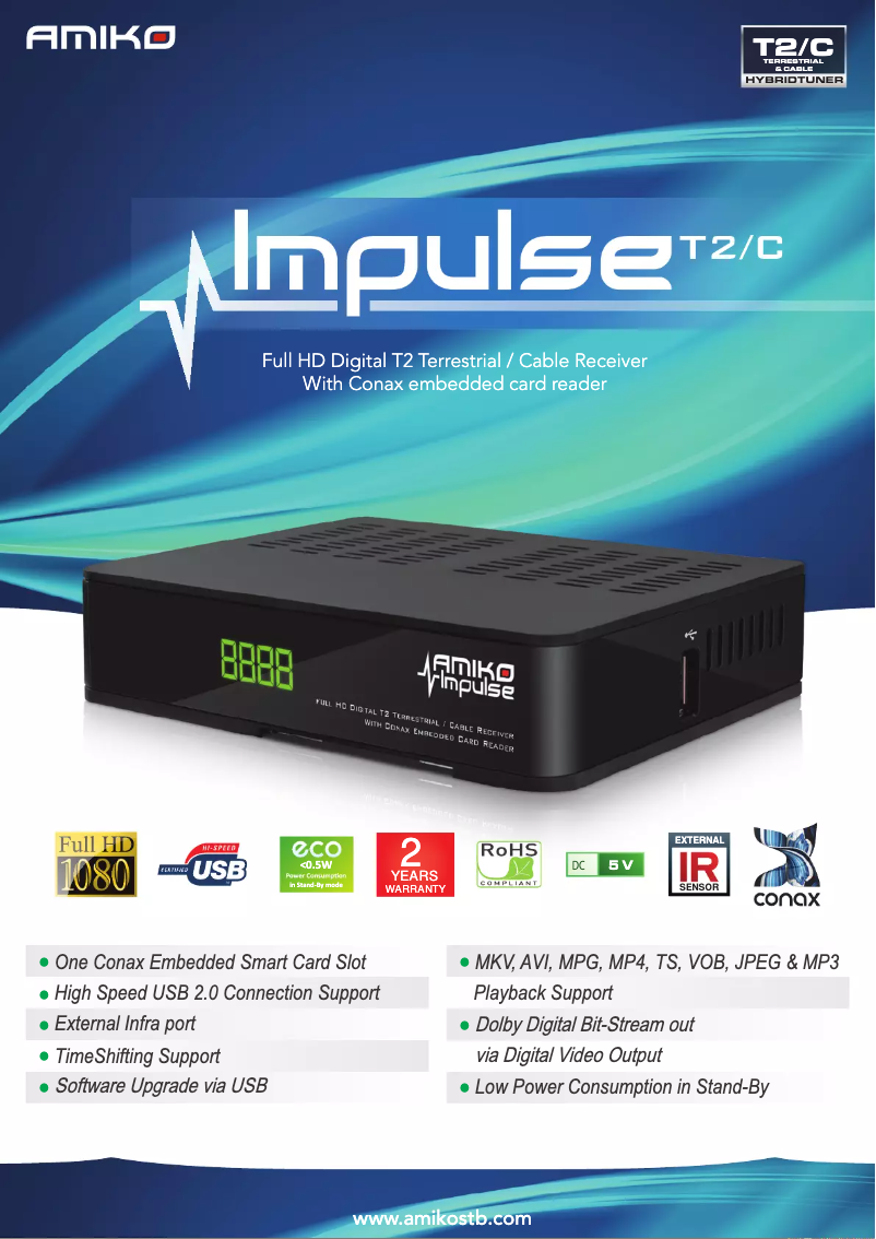 Page 1 de la notice Manuel utilisateur Amiko Impulse T2/C