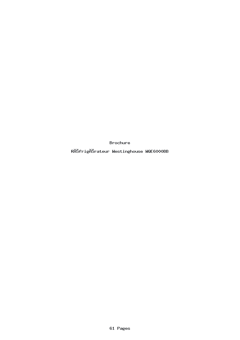 Page 1 de la notice Brochure Westinghouse WQE6000BB