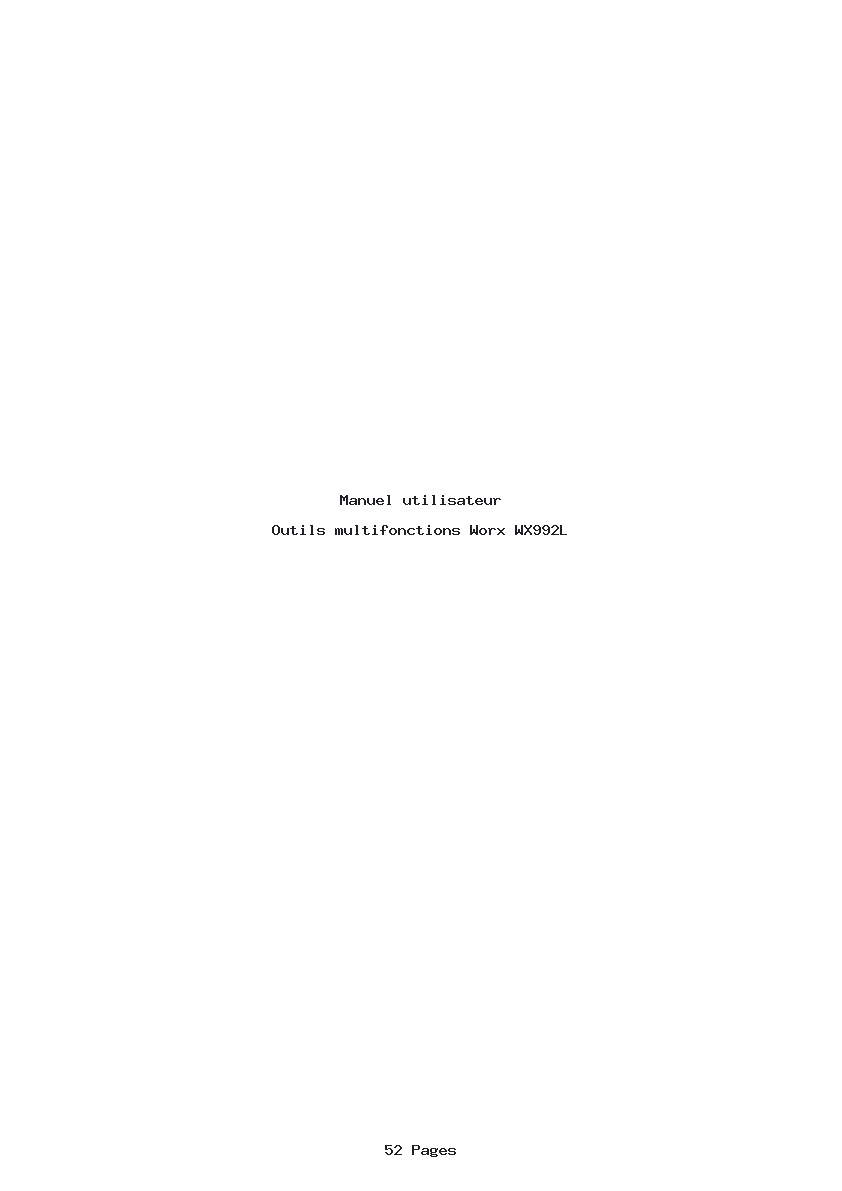 Page 1 de la notice Manuel utilisateur Worx WX992L