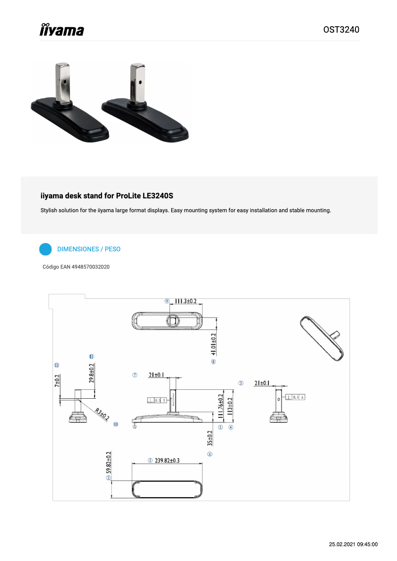 Page 1 de la notice Manuel utilisateur Iiyama OST3240