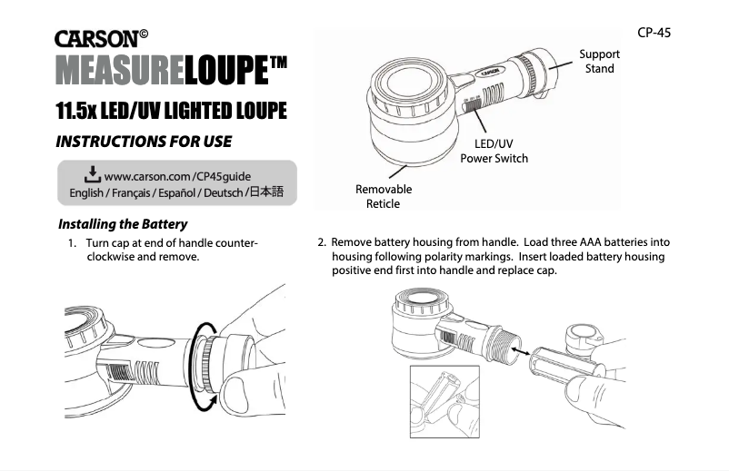 Page 1 de la notice Manuel utilisateur Carson CP-45