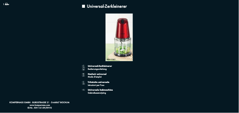 Page 1 de la notice Manuel utilisateur SilverCrest KH 1161