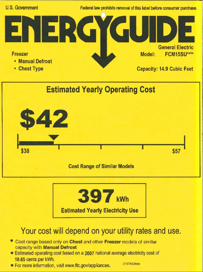 Page 1 de la notice Label énergétique GE FCM15DTWH