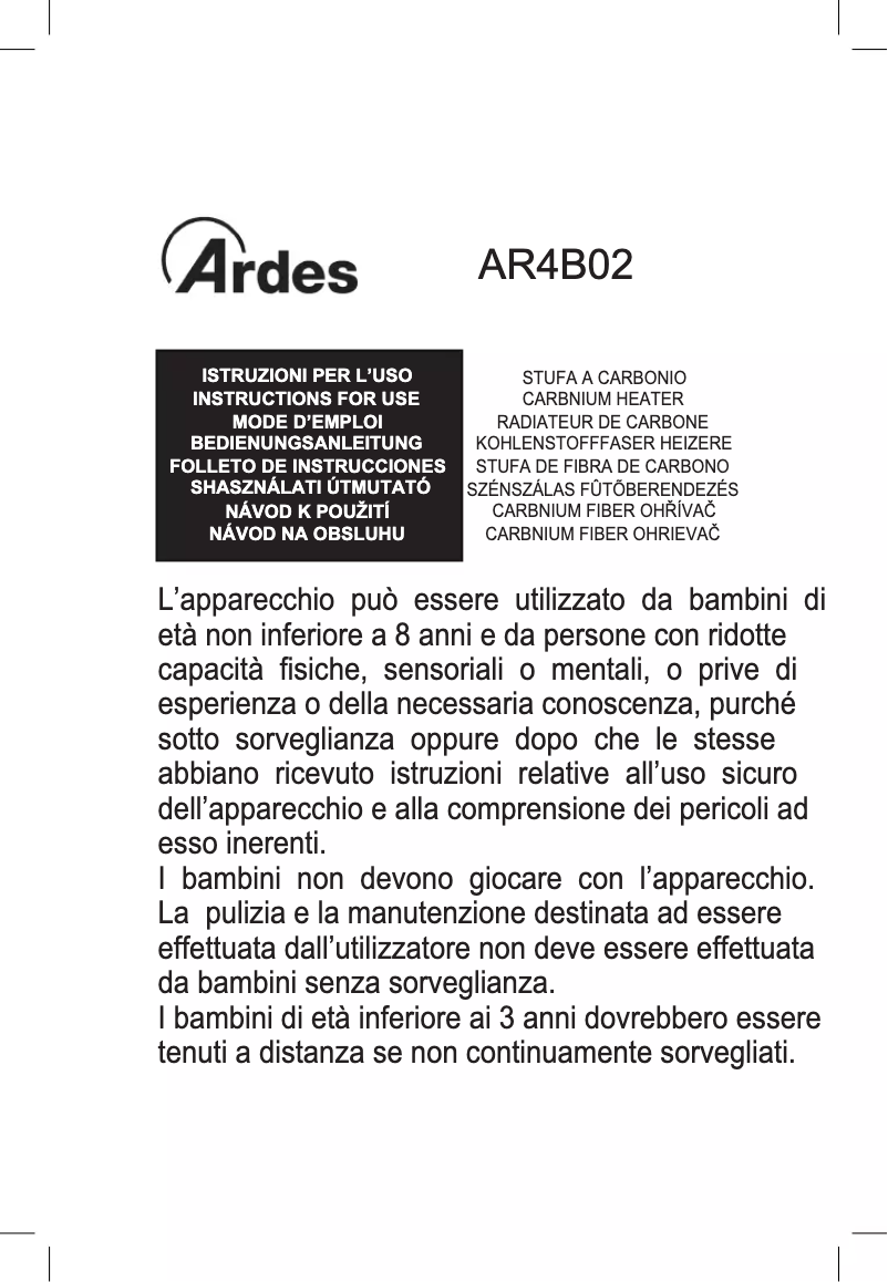 Page 1 de la notice Manuel utilisateur Ardes AR4B02