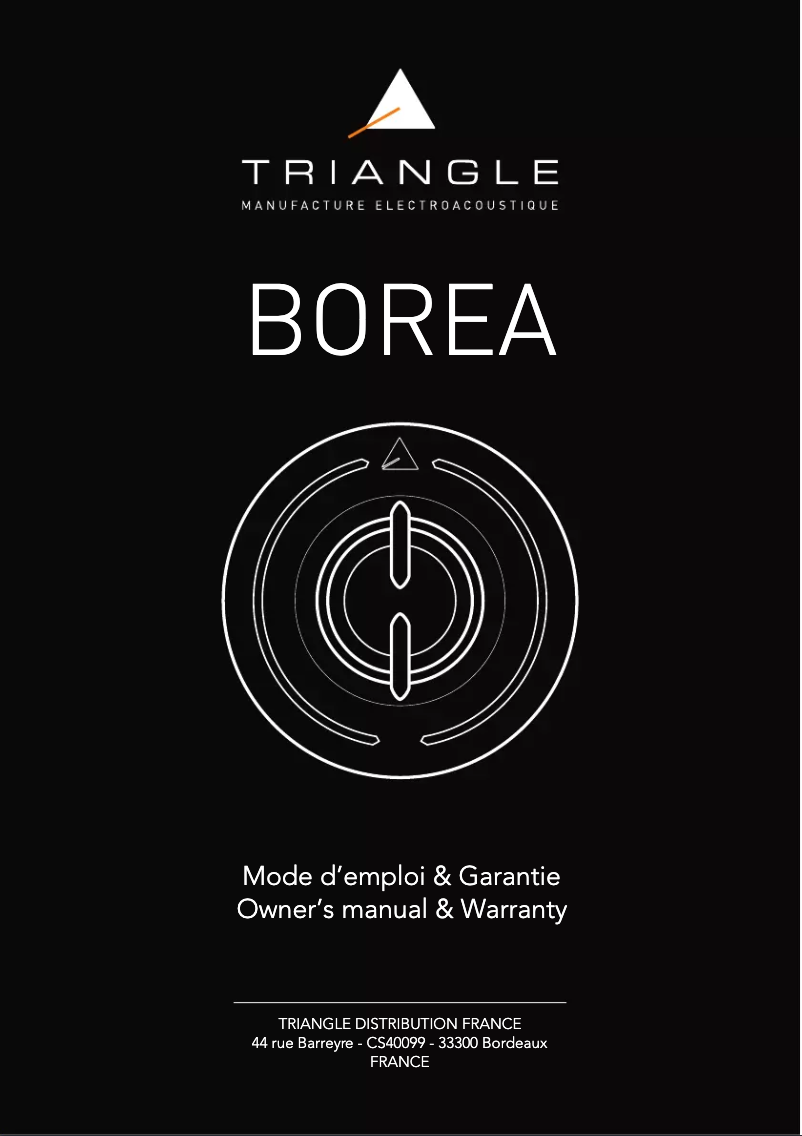 Page 1 de la notice Manuel utilisateur Triangle Borea BRA1