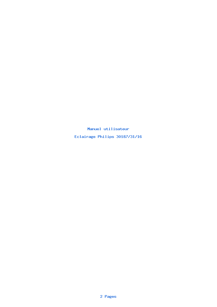 Page 1 de la notice Manuel utilisateur Philips 30187/31/16