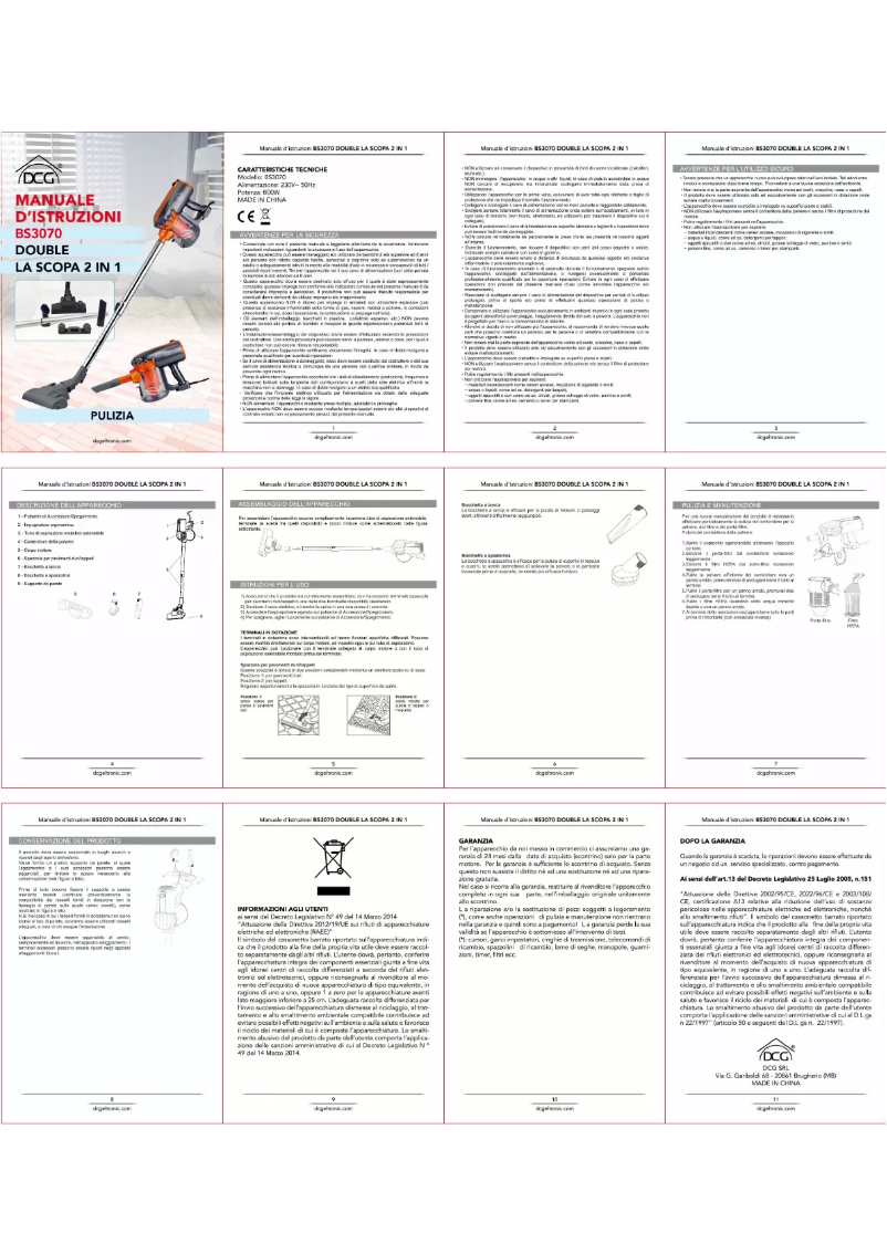 Page 1 of the manual User Manual DCG BS3070