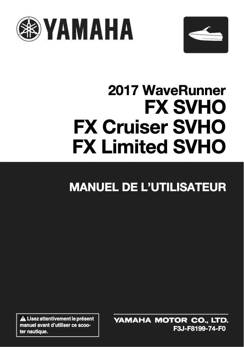Page 1 de la notice Manuel utilisateur Yamaha WaveRunner FX SVHO Limited (2017)