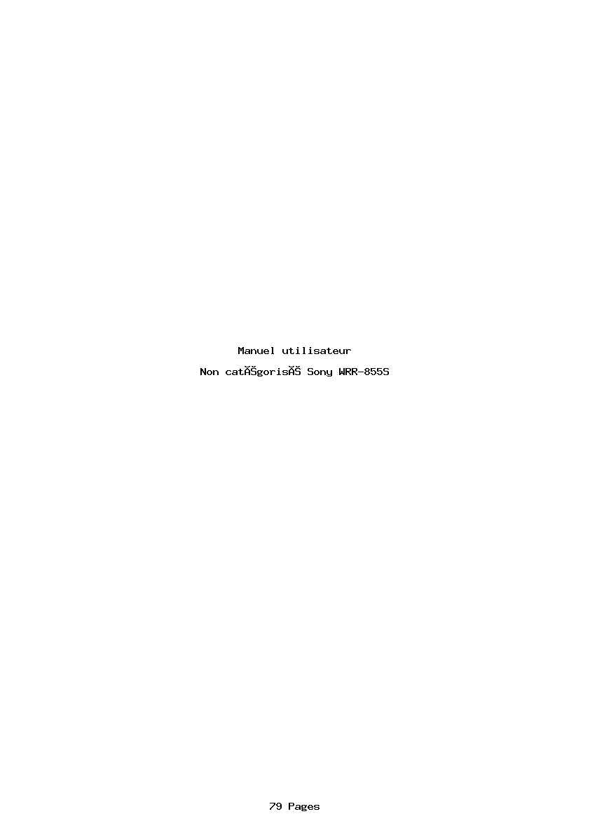 Page 1 de la notice Manuel utilisateur Sony WRR-855S