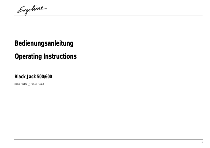 Page 1 de la notice Manuel utilisateur Ergoline Black Jack 600