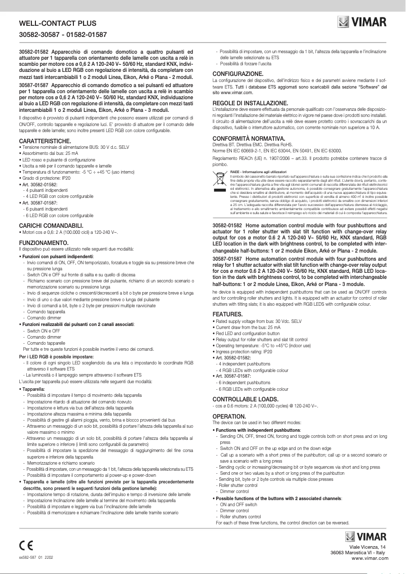 Página 1 del manual Instrucciones / montaje Vimar 30582