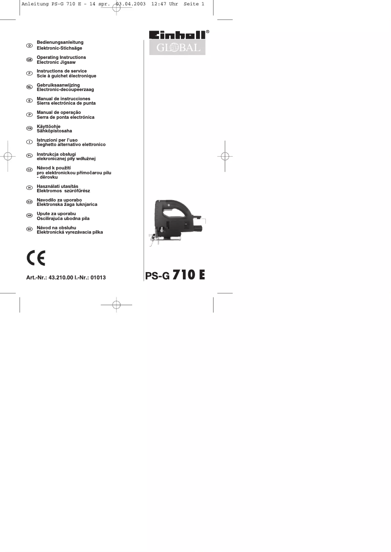 Page 1 de la notice Manuel utilisateur Global PS-G 710 E