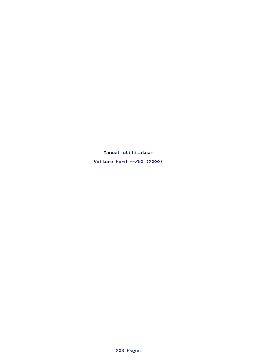 Page 1 de la notice Manuel utilisateur Ford F-750 (2000)