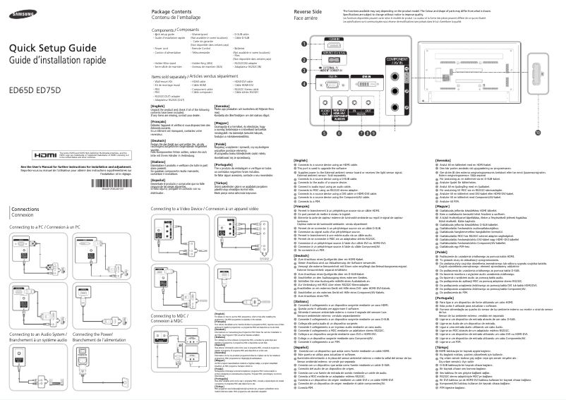 Página 1 del manual Manual de usuario Samsung SyncMaster ED65D