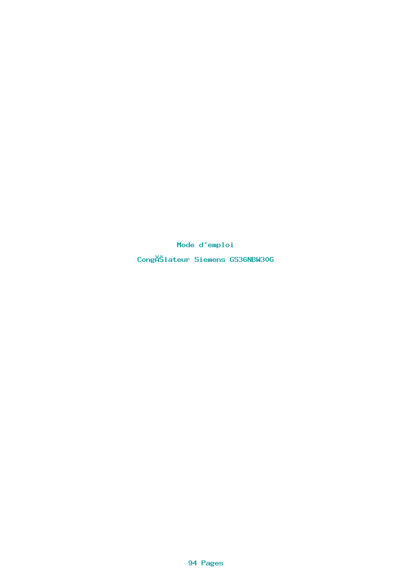 Page 1 de la notice Mode d'emploi Siemens GS36NBW30G
