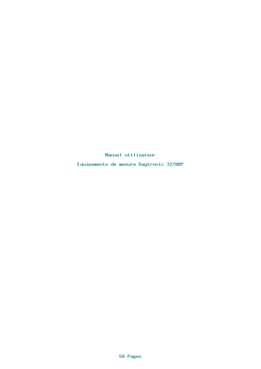 Page 1 de la notice Manuel utilisateur Daytronic 3278BP