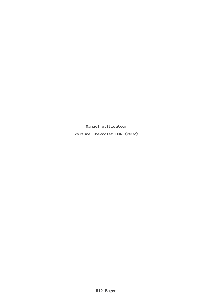 Page 1 de la notice Manuel utilisateur Chevrolet HHR (2007)
