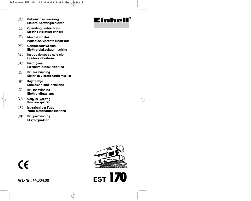 Página 1 del manual Manual de usuario Einhell EST 170