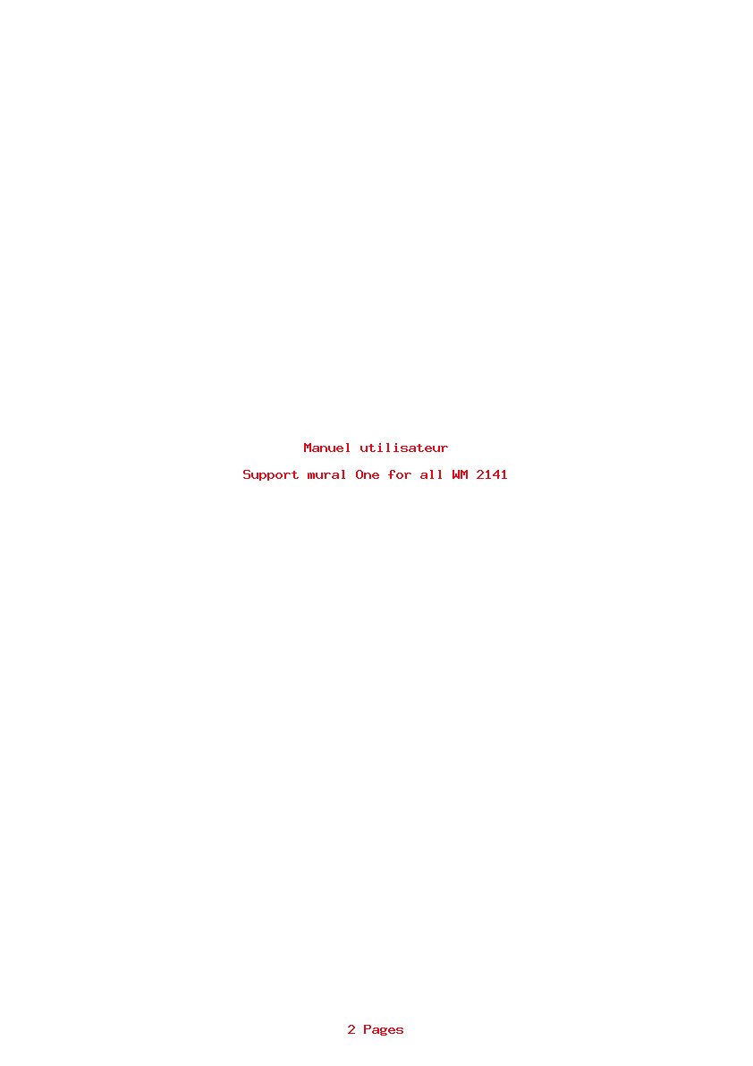 Page 1 de la notice Manuel utilisateur One for all WM 2141