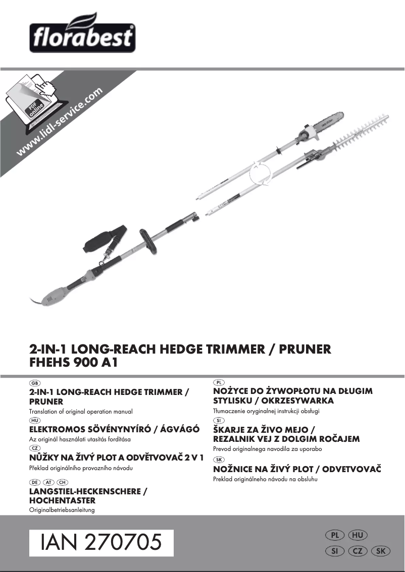 Page 1 de la notice Manuel utilisateur Florabest FHEHS 900 A1