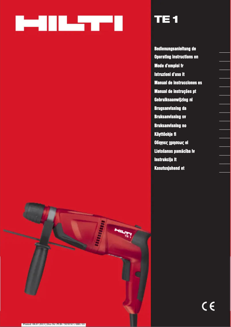 Page 1 of the manual User Manual Hilti TE 1