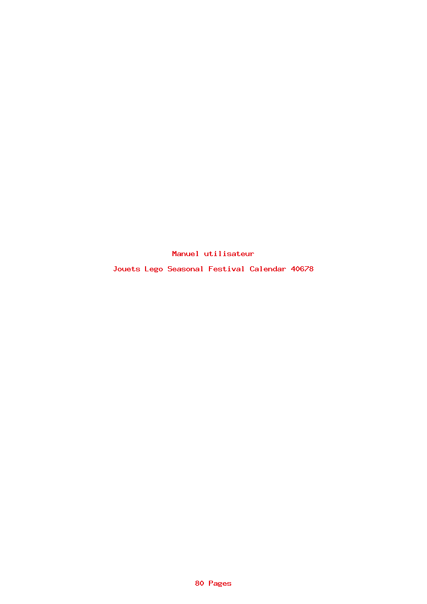 Page 1 de la notice Manuel utilisateur Lego Seasonal Festival Calendar 40678