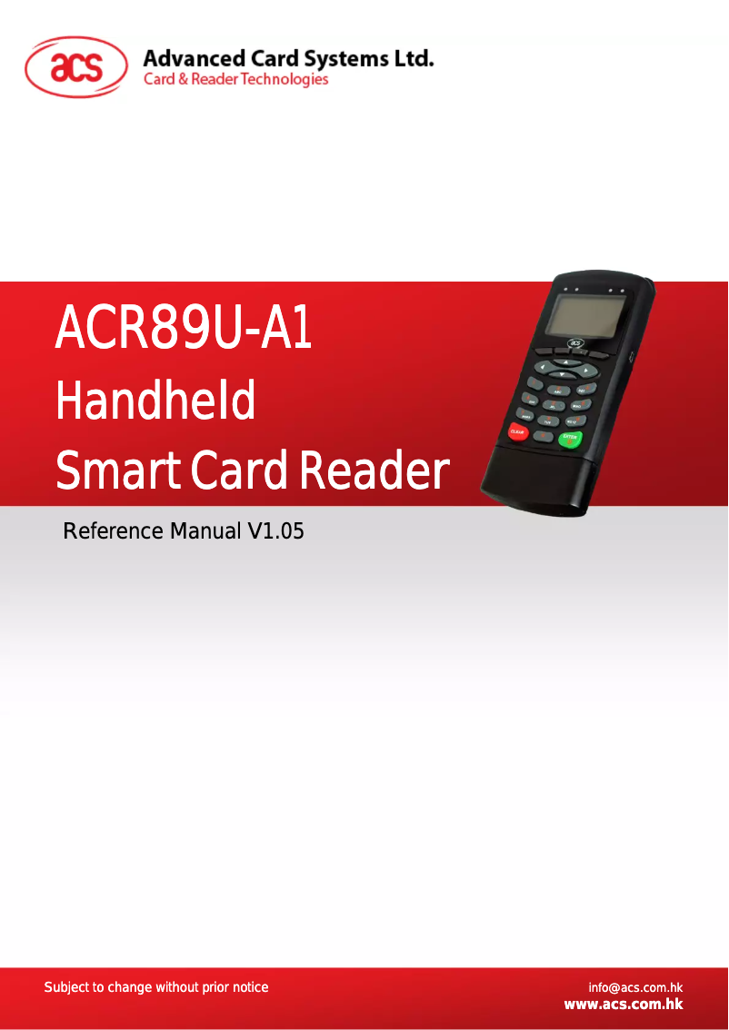 Page 1 de la notice Manuel utilisateur ACS ACR89U-A1