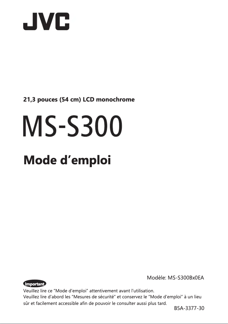 Page 1 de la notice Manuel utilisateur JVC MS-S300
