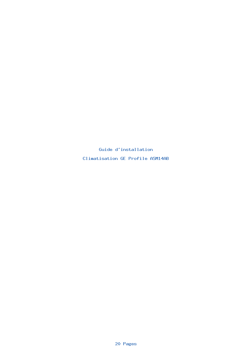 Page 1 de la notice Guide d'installation GE Profile ASM14AB