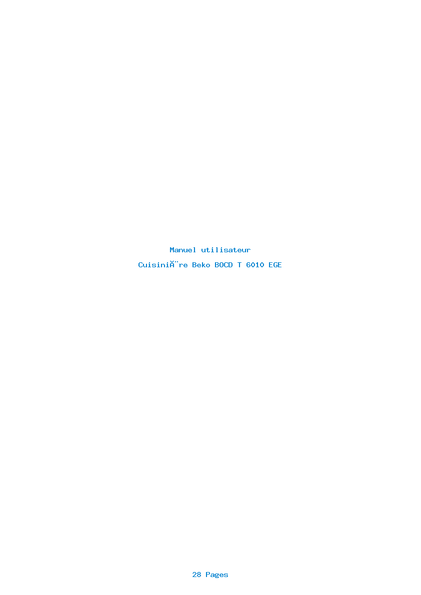 Page 1 de la notice Manuel utilisateur Beko BOCD T 6010 EGE