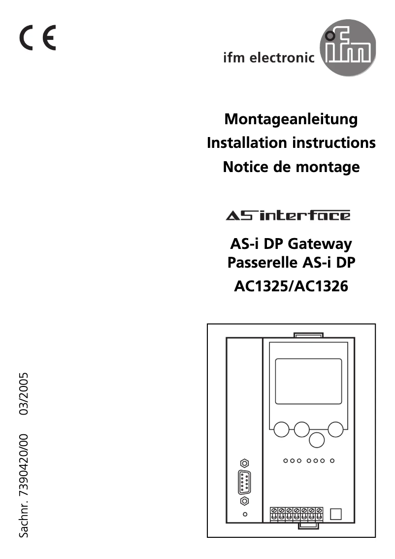 Page 1 de la notice Manuel utilisateur IFM AC1325