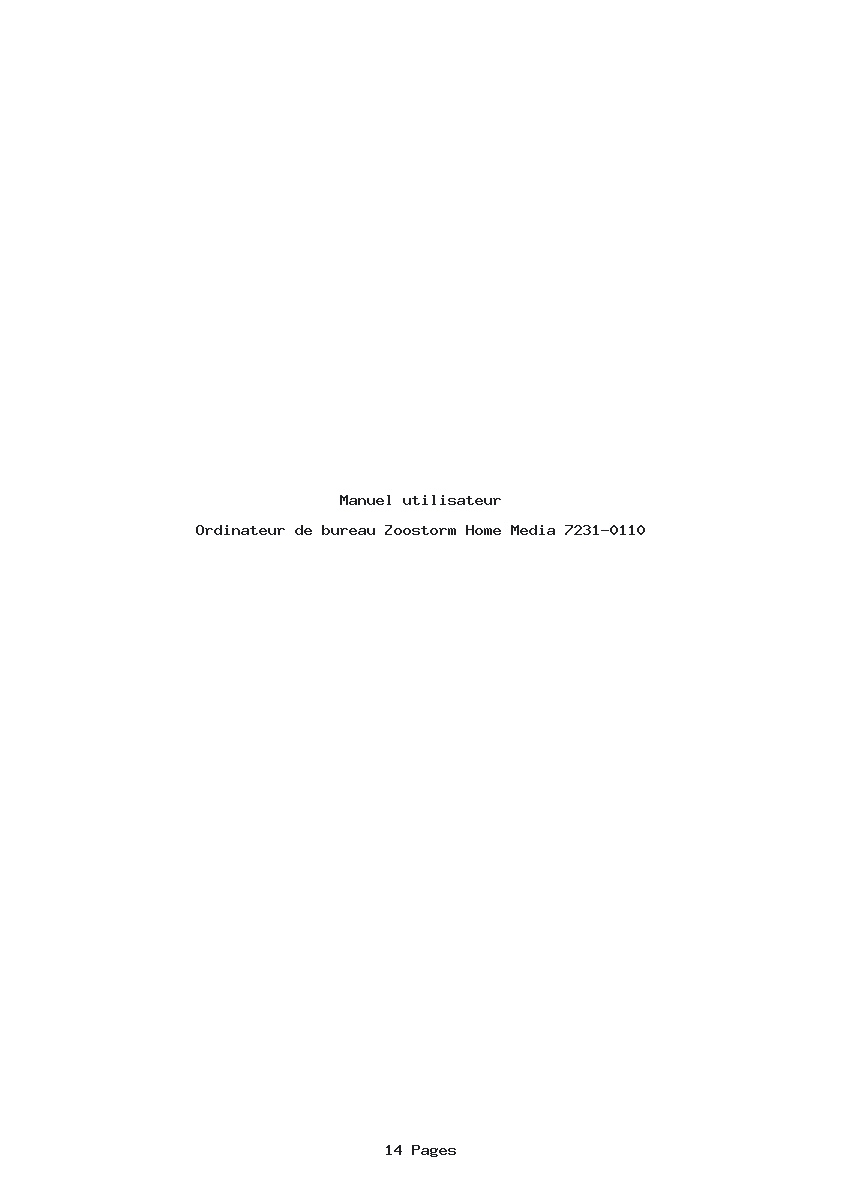 Page 1 de la notice Manuel utilisateur Zoostorm Home Media 7231-0110