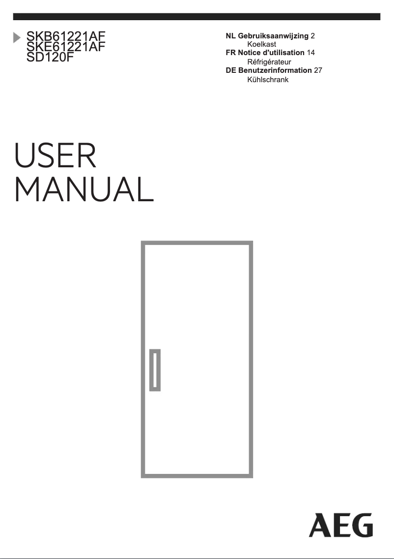 Page 1 de la notice Manuel utilisateur AEG SKB61221AF