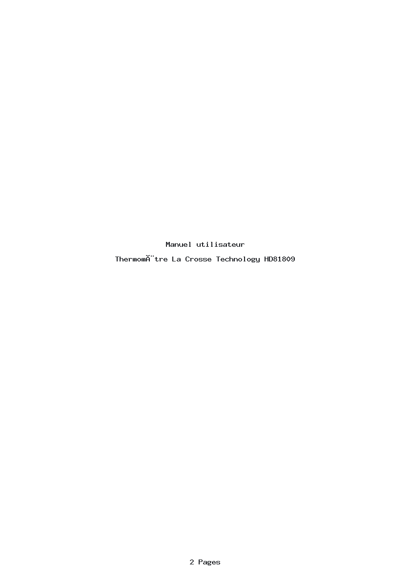 Page 1 de la notice Manuel utilisateur La Crosse Technology HD81809
