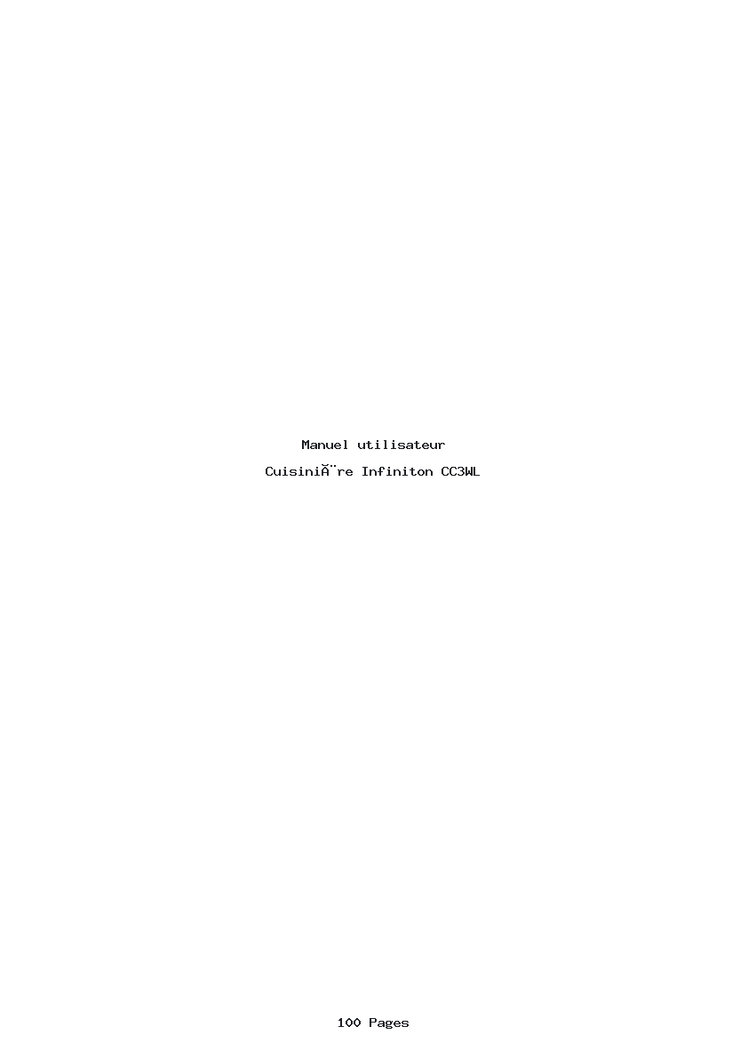 Page 1 de la notice Manuel utilisateur Infiniton CC3WL
