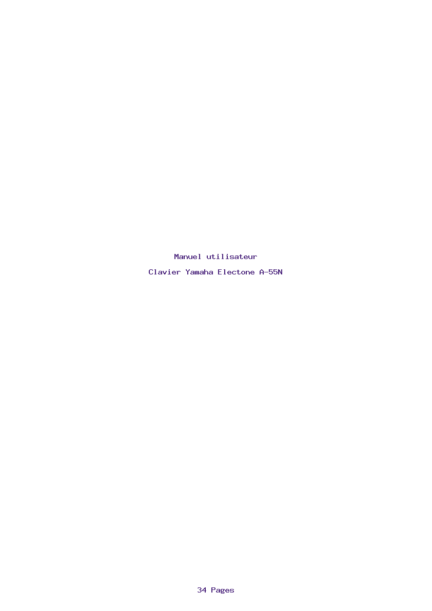Page 1 de la notice Manuel utilisateur Yamaha Electone A-55N