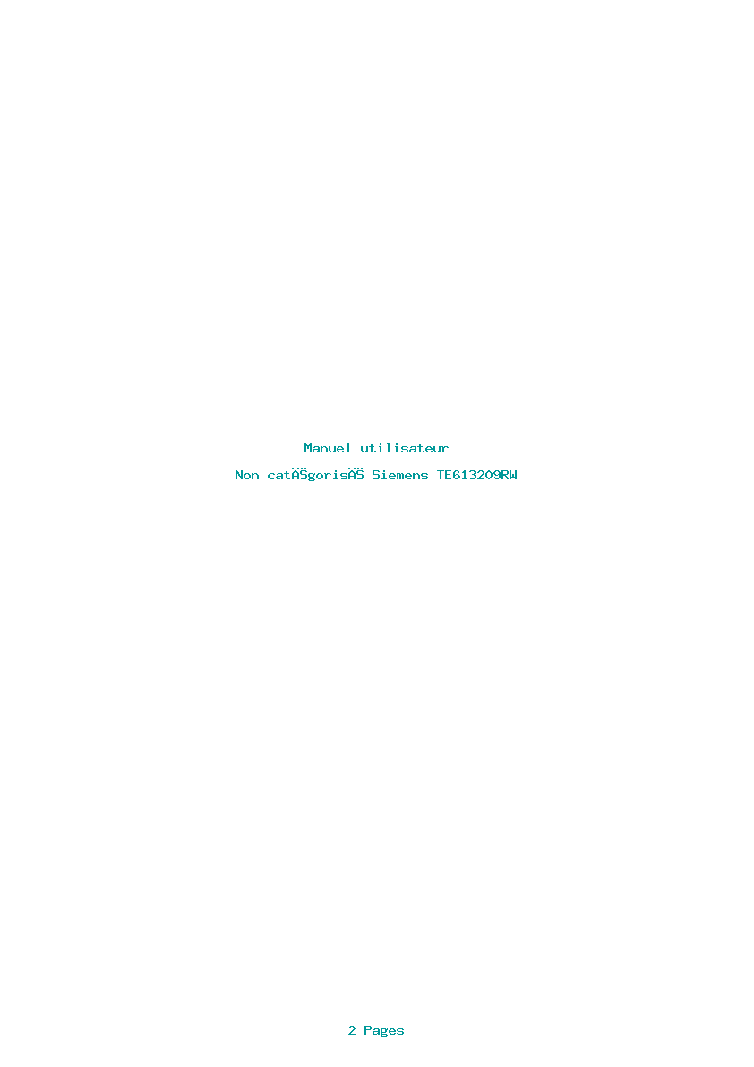 Page 1 de la notice Manuel utilisateur Siemens TE613209RW