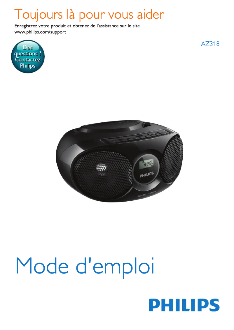 Page 1 de la notice Manuel utilisateur Philips AZ318B