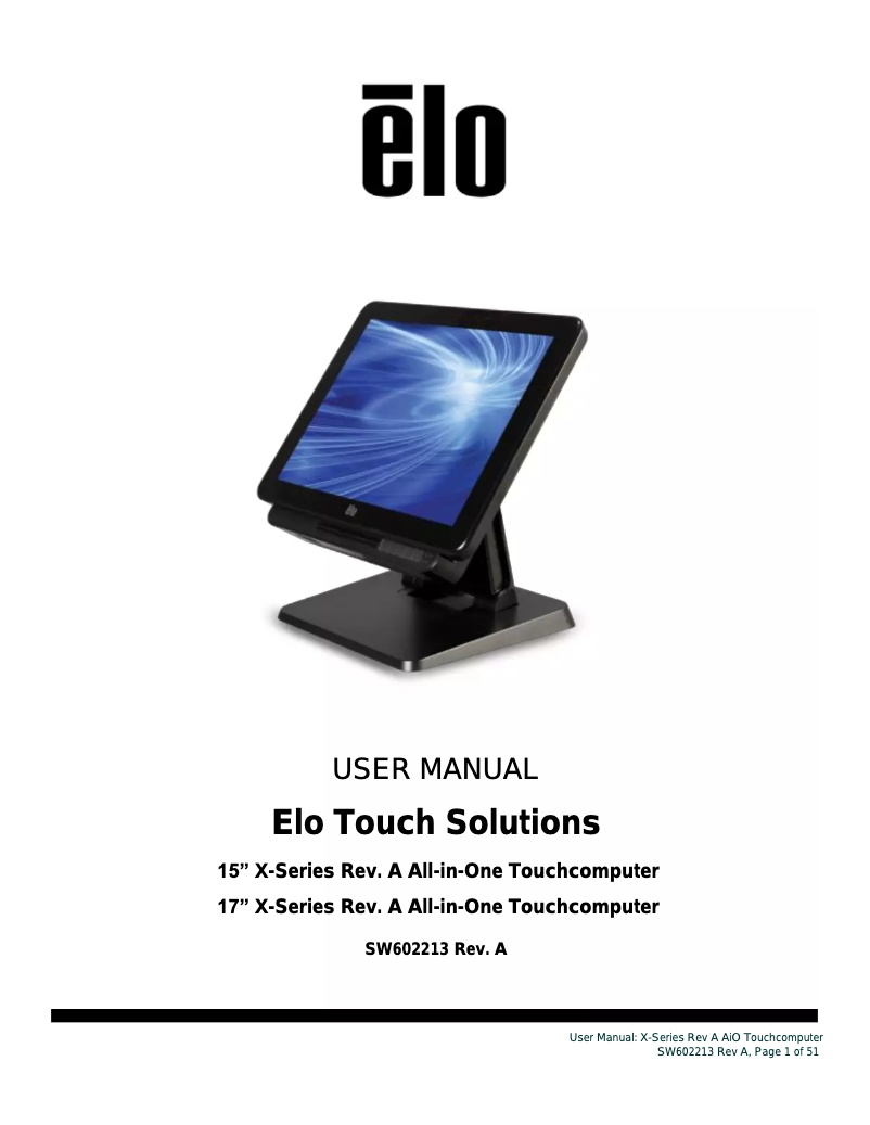 Page 1 de la notice Manuel utilisateur Elo X5-15