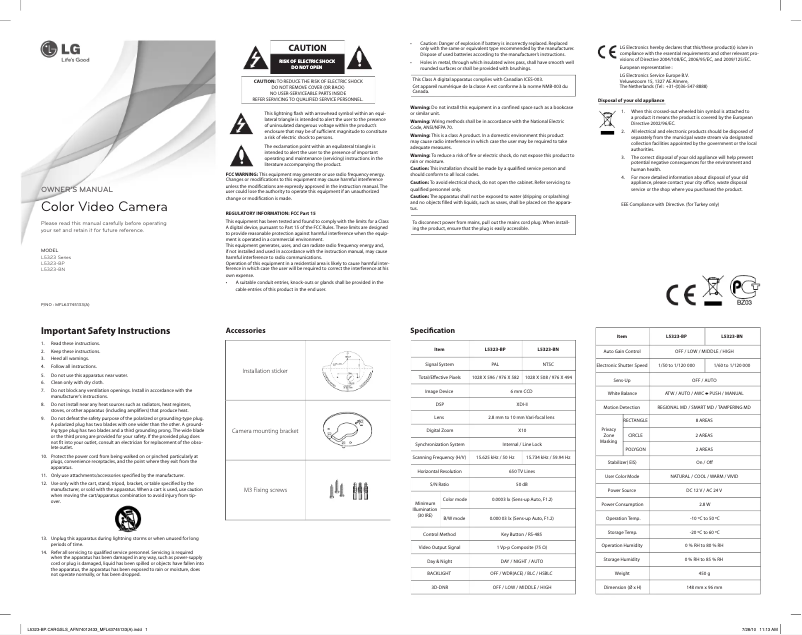 Page 1 de la notice Manuel utilisateur LG L5323