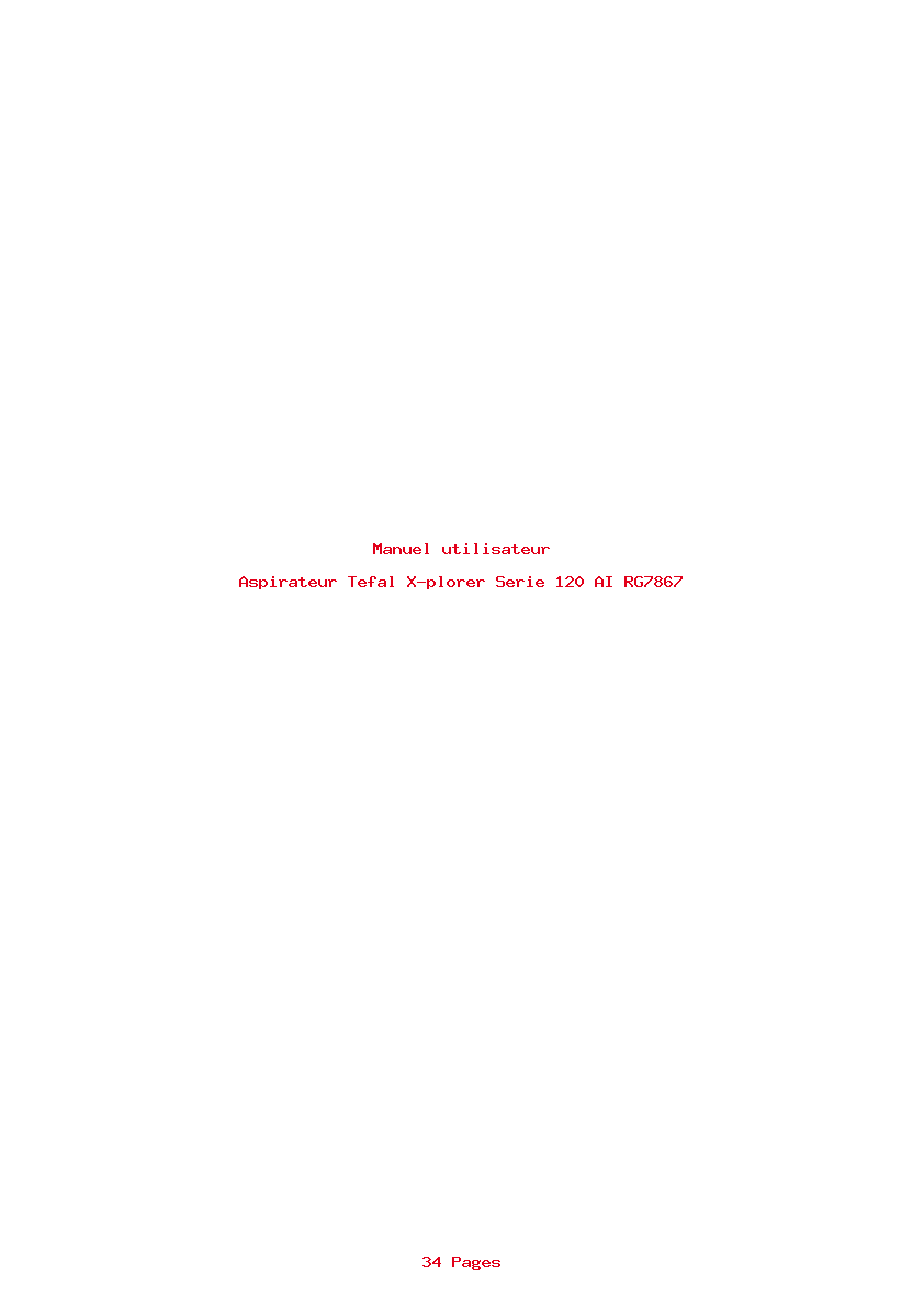 Page 1 de la notice Manuel utilisateur Tefal X-plorer Serie 120 AI RG7867
