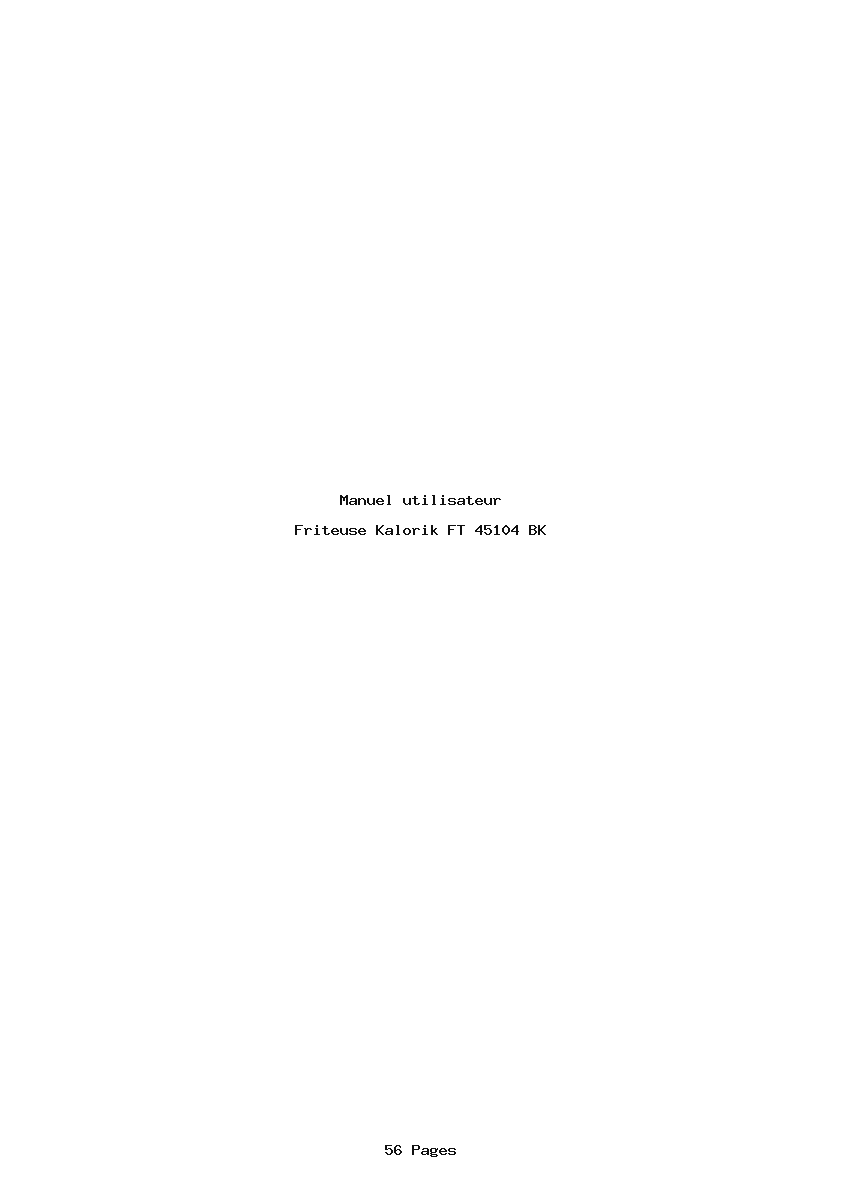 Page 1 de la notice Manuel utilisateur Kalorik FT 45104 BK