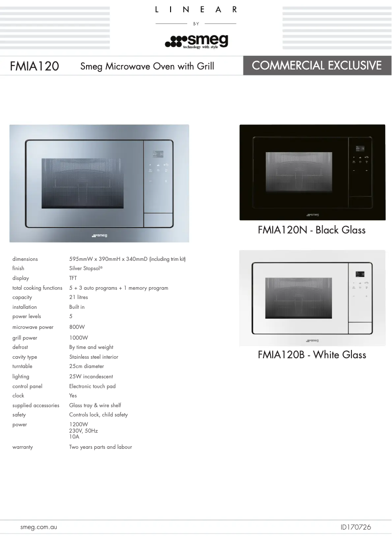 Página 1 del manual Ficha técnica Smeg FMI120