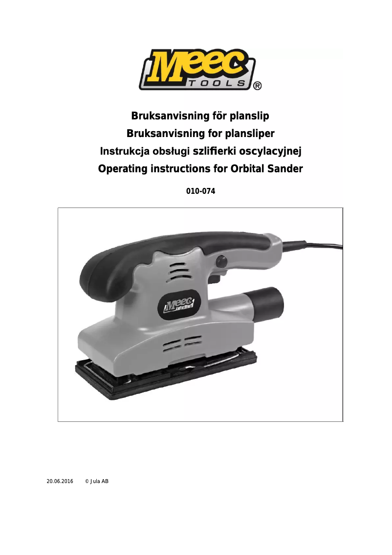 Page 1 de la notice Manuel utilisateur Meec Tools 010-074