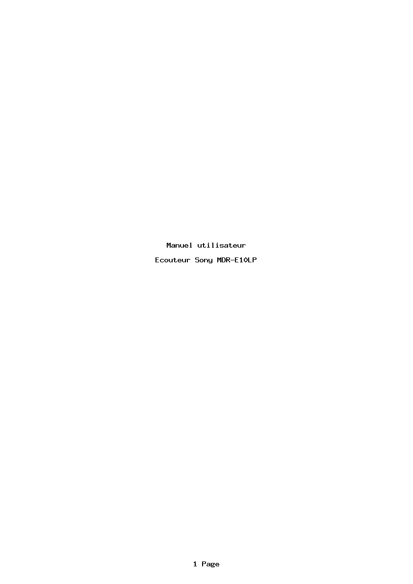 Page 1 de la notice Manuel utilisateur Sony MDR-E10LP