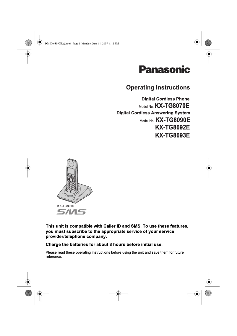 Página 1 del manual Manual de usuario Panasonic KX-TG8092
