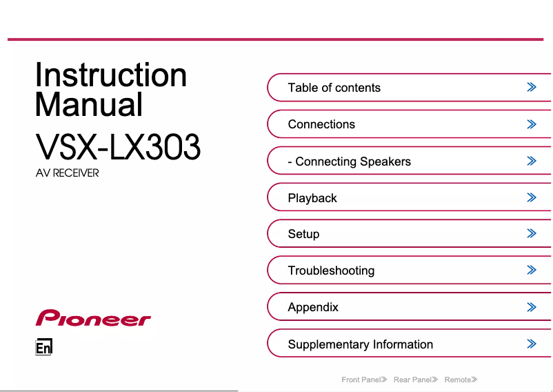 Page 1 de la notice Manuel utilisateur Pioneer VSX-LX303